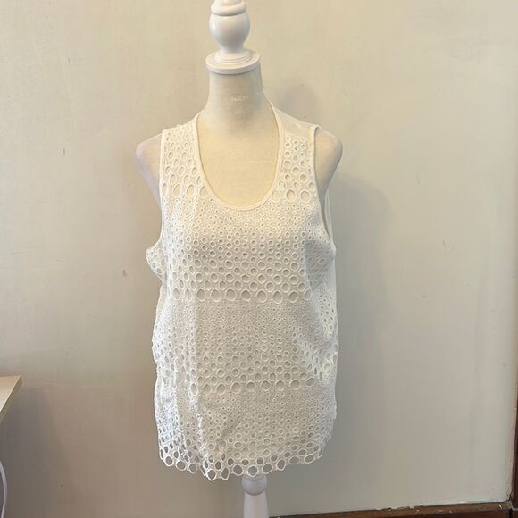 Studio West Apparel white sleeveless mixed media blouse Size XL - Picture 1 of 7